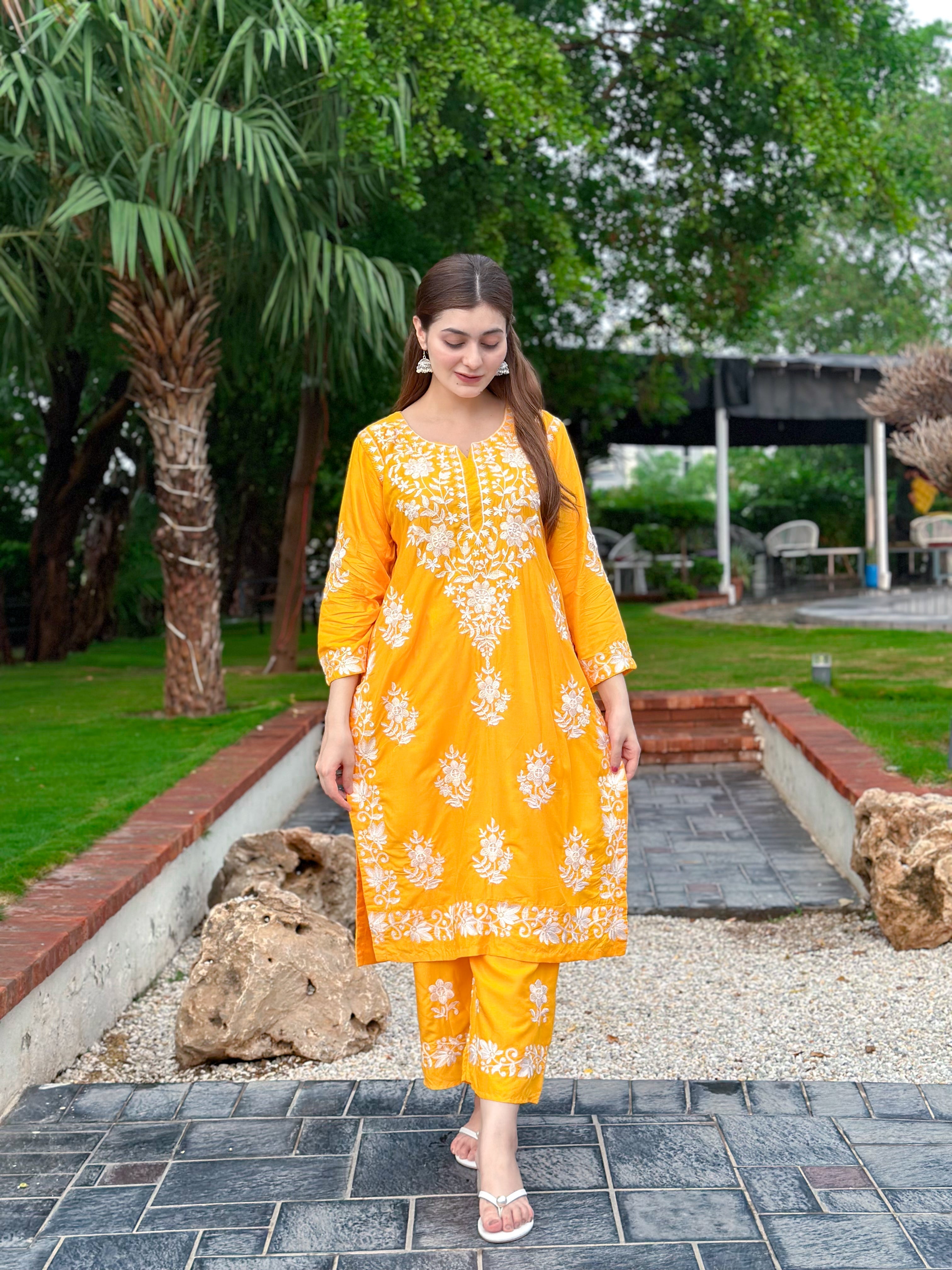 INDIAN CHIKANKARI LONG LENGHT 2Pc