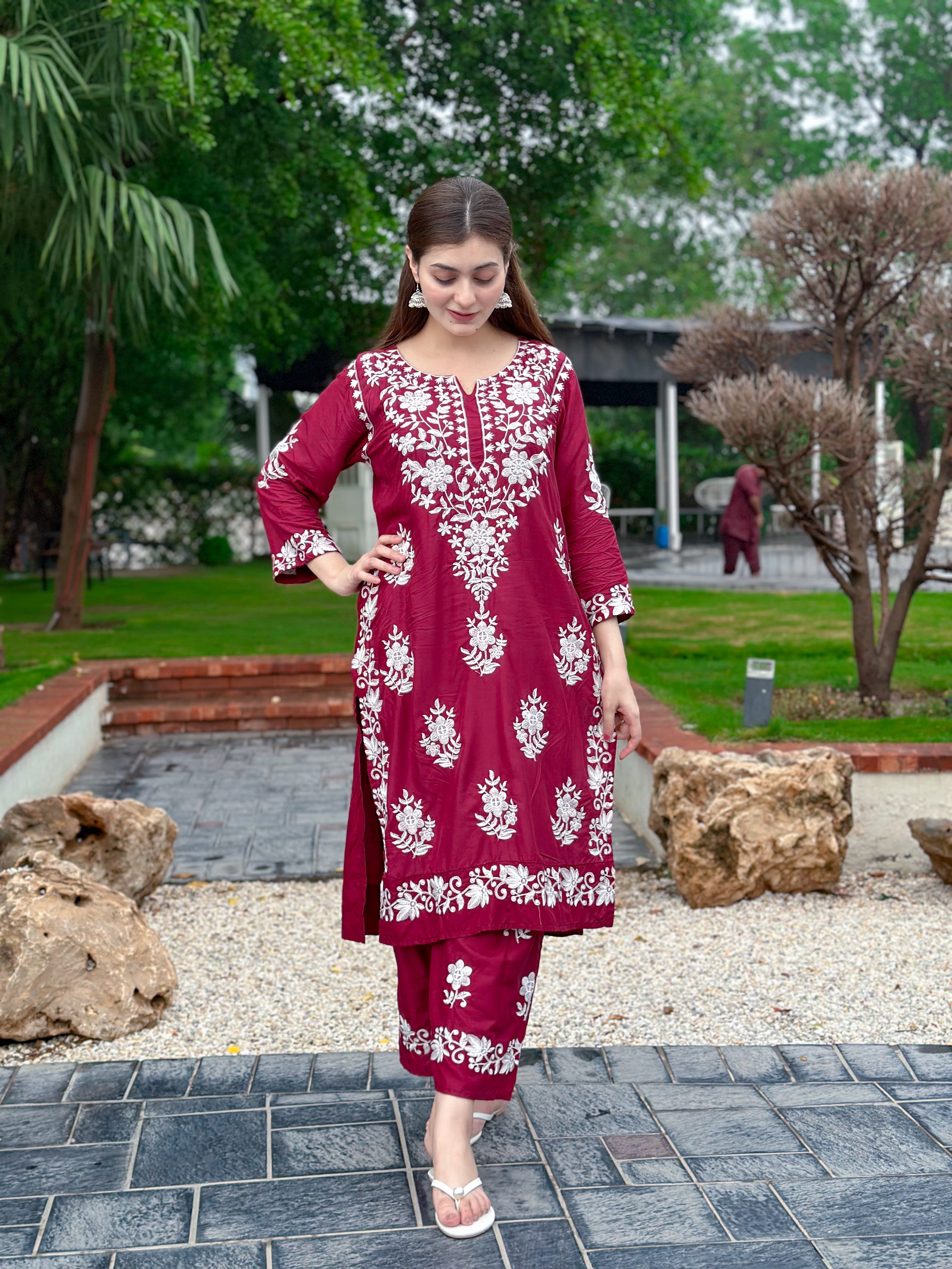 INDIAN CHIKANKARI LONG LENGHT 2Pc