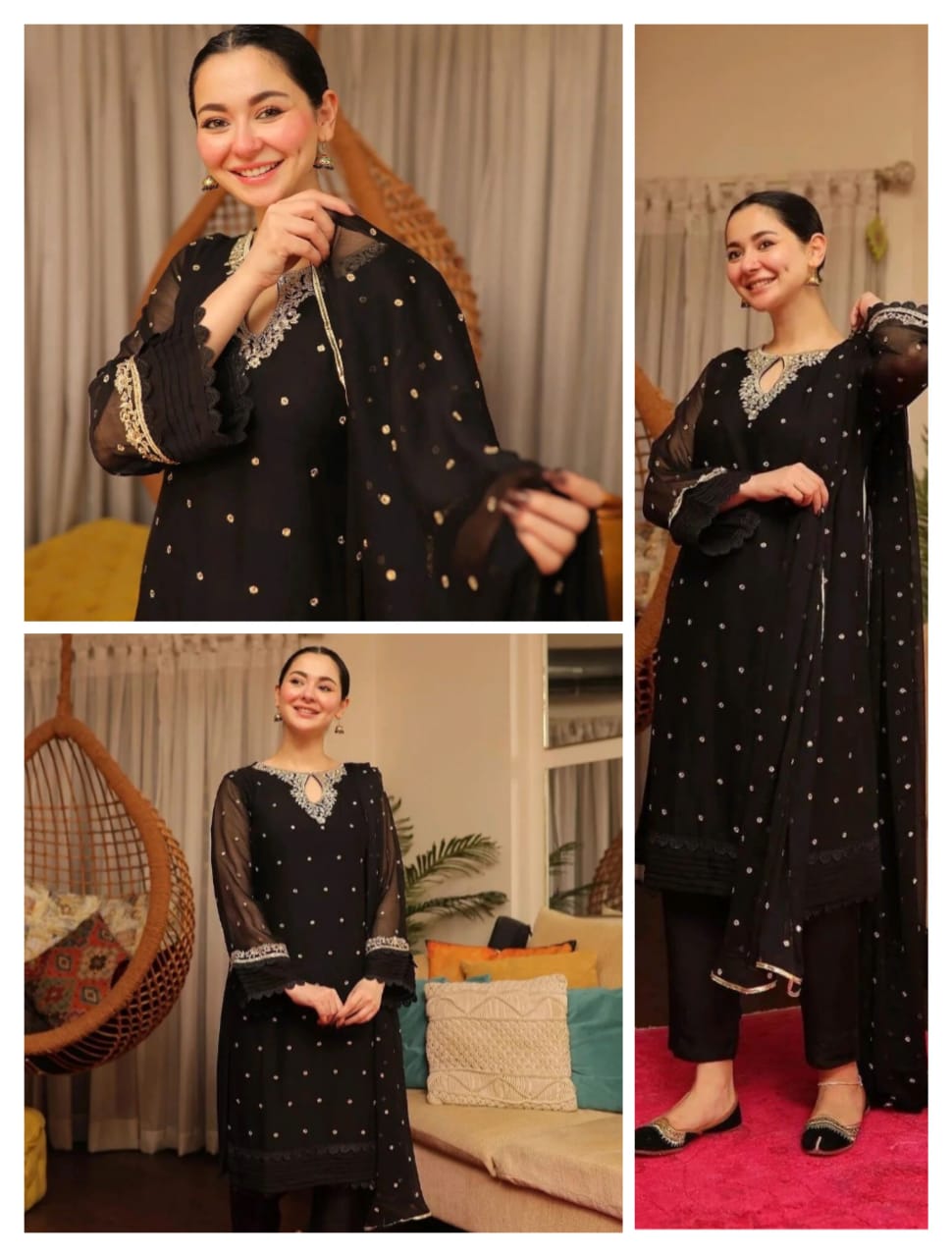 Hania Amir Trendy Shafoon Embroidered 3 Pcs